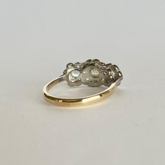 Art Deco 18 Carat Gold and Platinum Triple Cluster Diamond Ring
