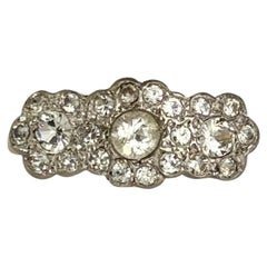 Art Deco 18 Carat Gold and Platinum Triple Cluster Diamond Ring