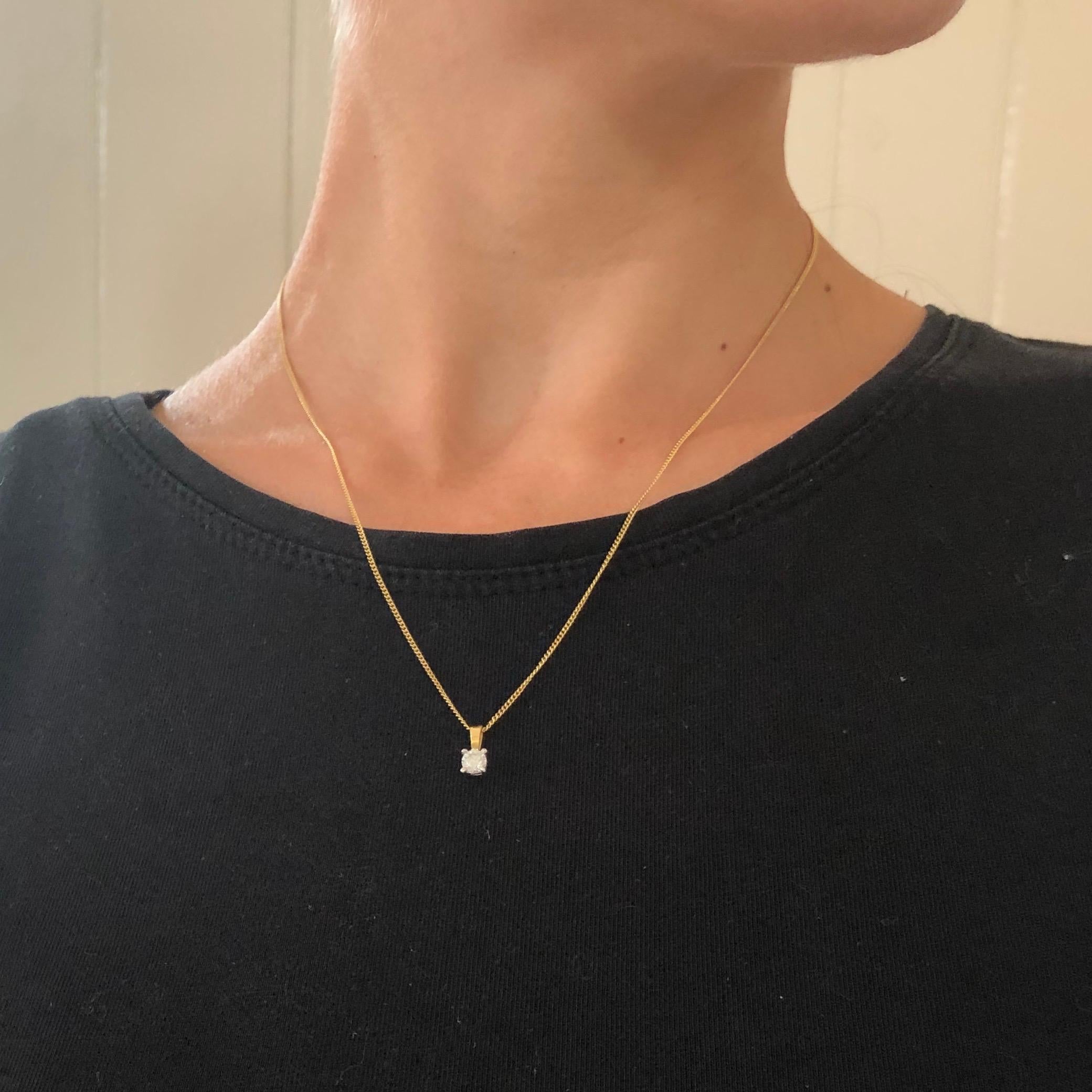 Brilliant Cut Art Deco 18 Carat Gold Diamond Drop Pendant Necklace