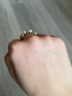 Art Deco 18 Carat Gold Pearl and Diamond Five-Stone Ring