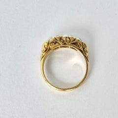 Art Deco 18 Carat Gold Pearl and Diamond Three-Stone Ring
