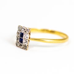 Art Deco 18 Carat Gold and Platinum Sapphire and Diamond Panel Ring