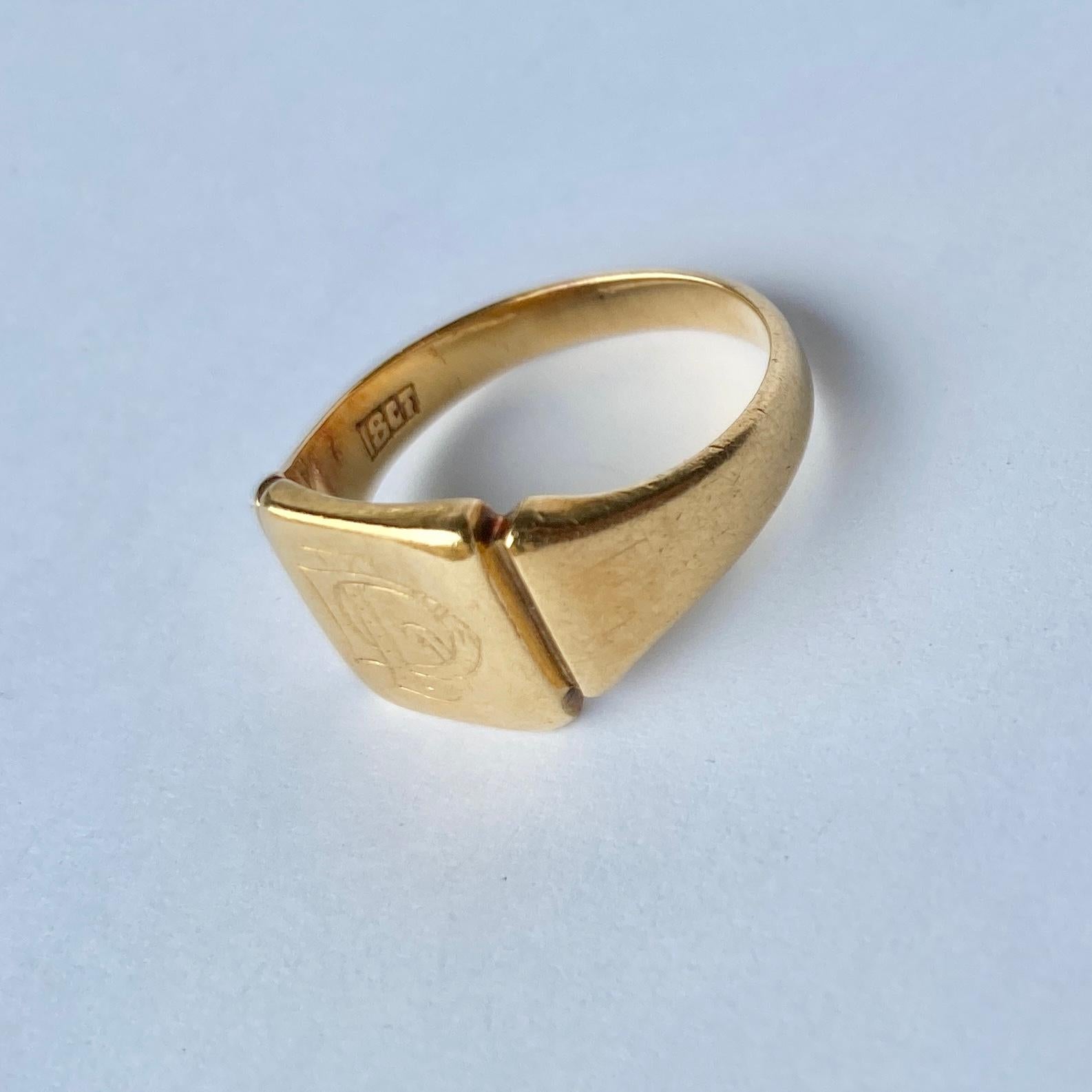Art Deco 18 Carat Gold Signet Ring In Good Condition In Chipping Campden, GB