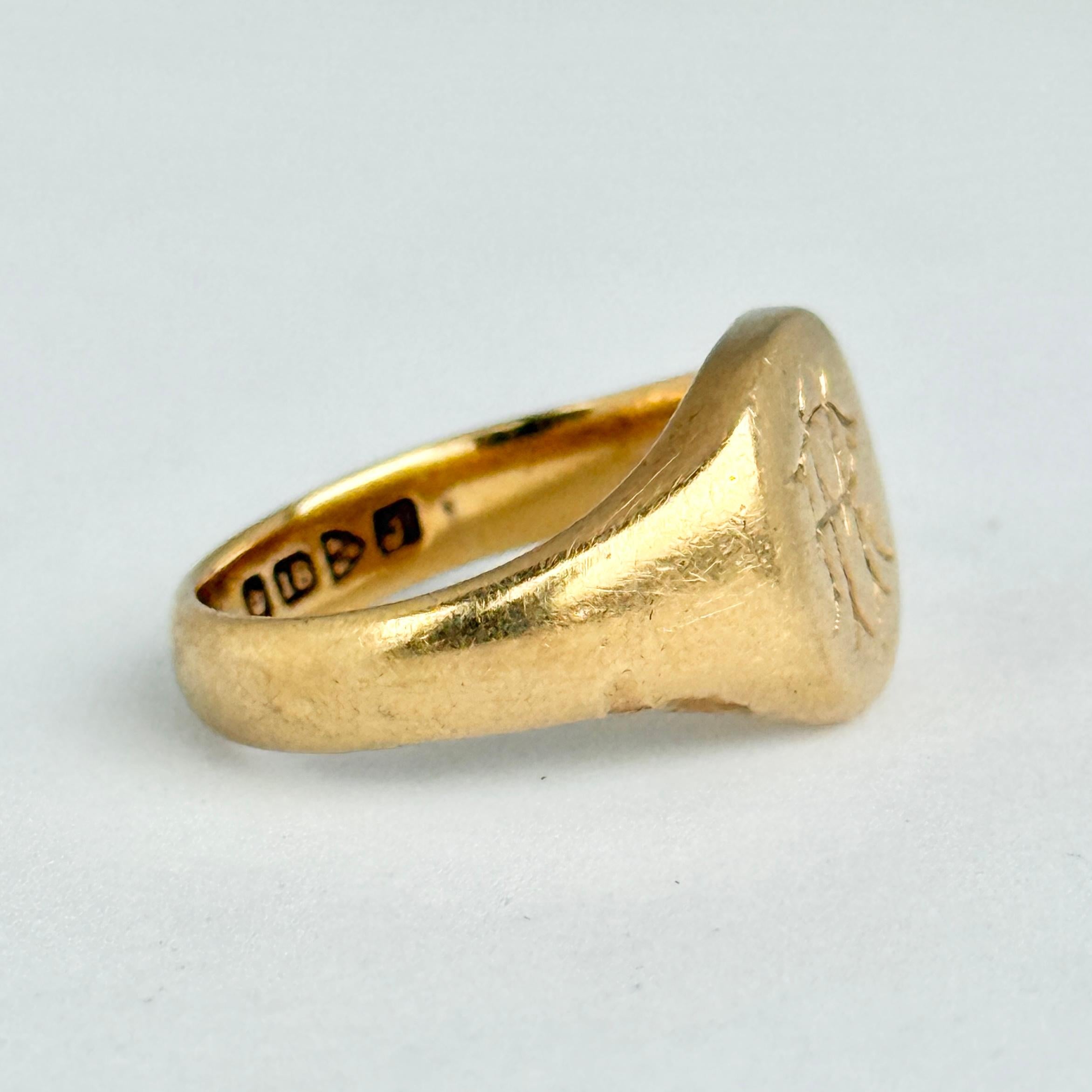 Art Deco 18 Karat Gold Siegelring für Damen oder Herren im Angebot