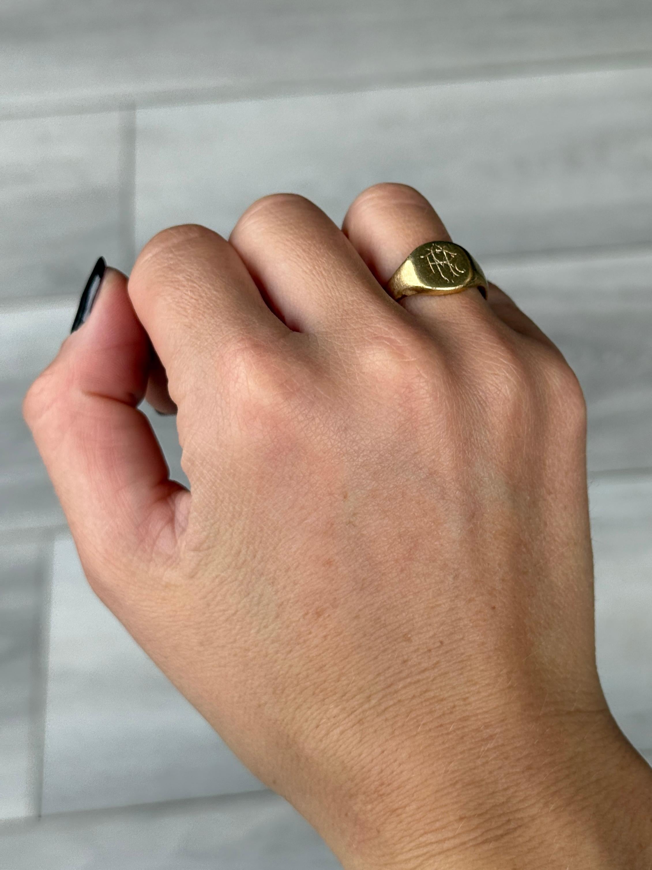 Art Deco 18 Karat Gold Siegelring im Angebot 1
