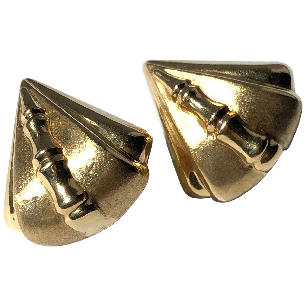 Art Deco 18 Carat Gold Stud Earrings For Sale