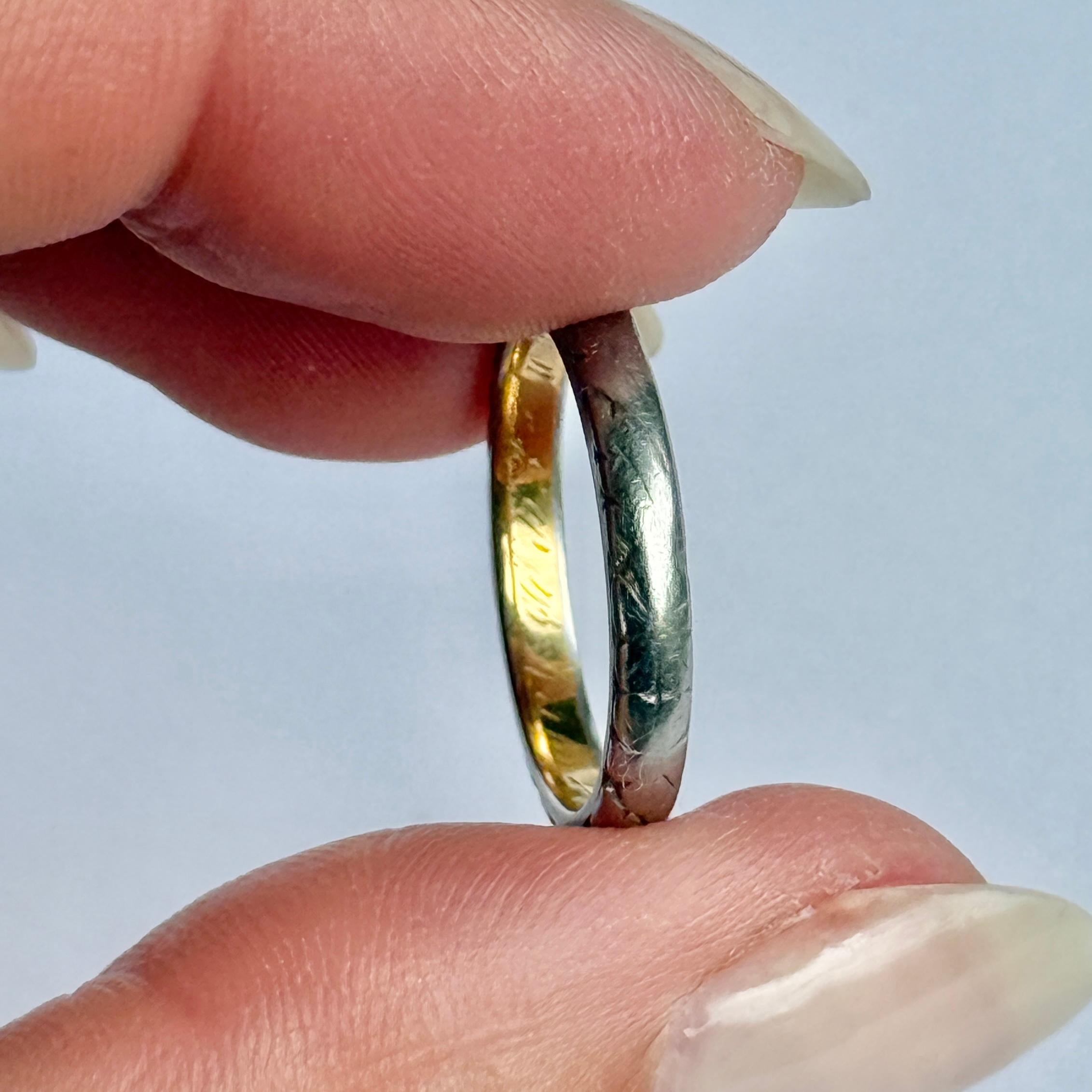 Bague Art Déco en or blanc et jaune 18 carats Bon état - En vente à Chipping Campden, GB