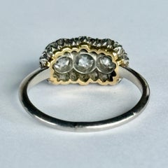 Art Deco 18 Carat White Gold Triple Cluster Diamond Ring