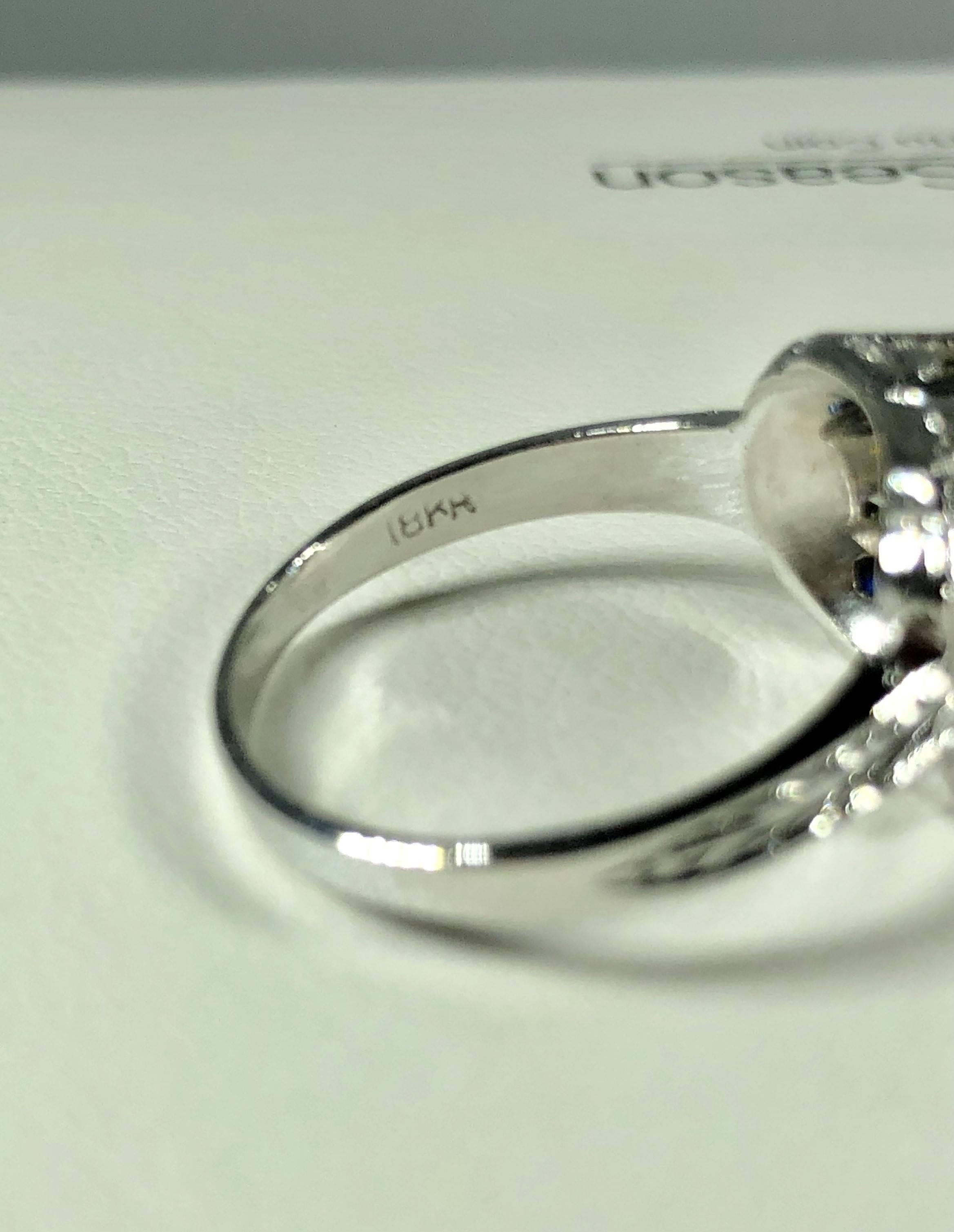 Art Deco 18 Karat 1.40 Carat European Cut Diamond and Sapphire Engagement Ring 10