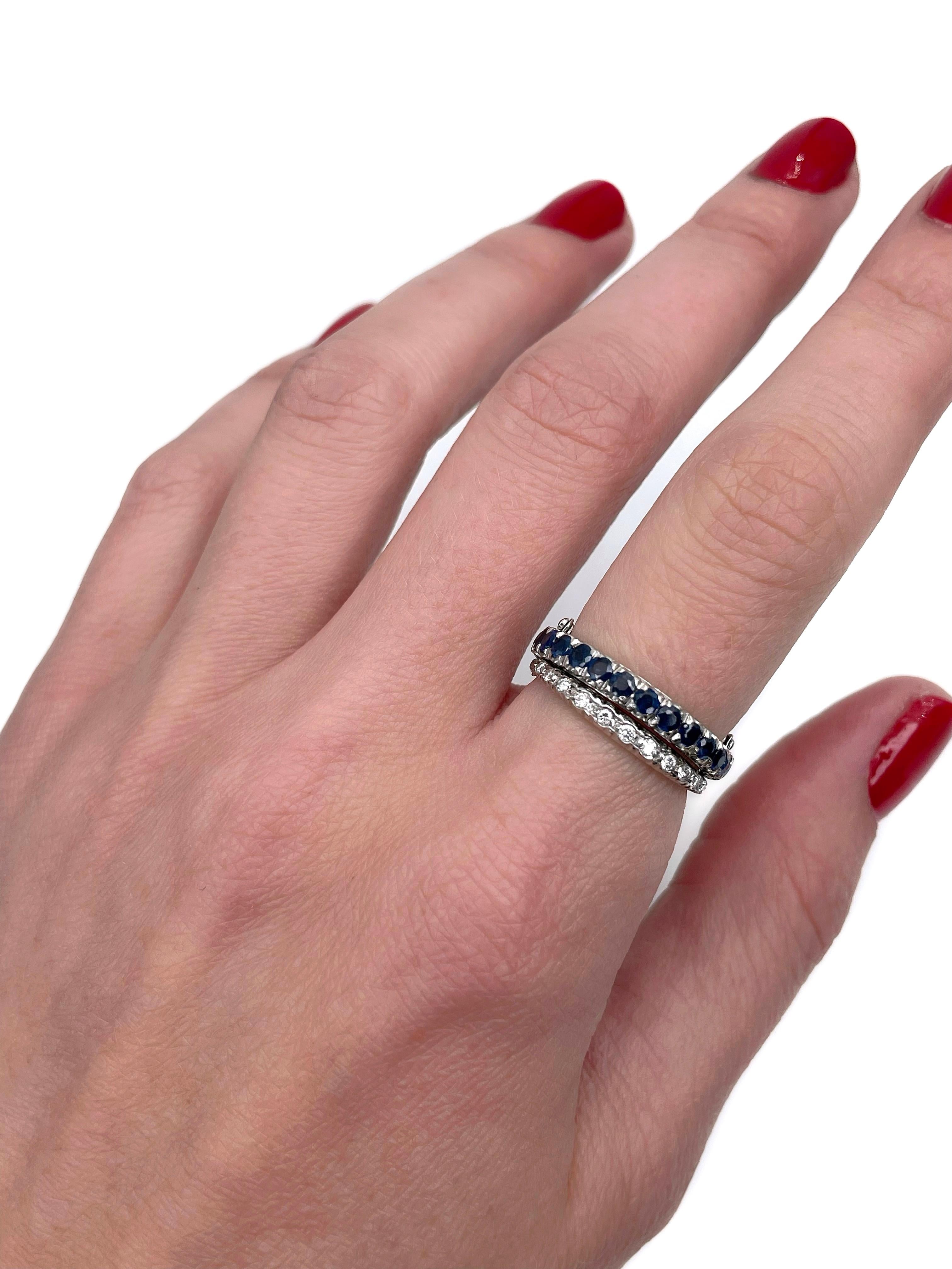 Art Deco 18 Karat Gold 0.8 Carat Ruby 0.8 Carat Sapphire Diamond Flip Over Ring In Good Condition For Sale In Vilnius, LT