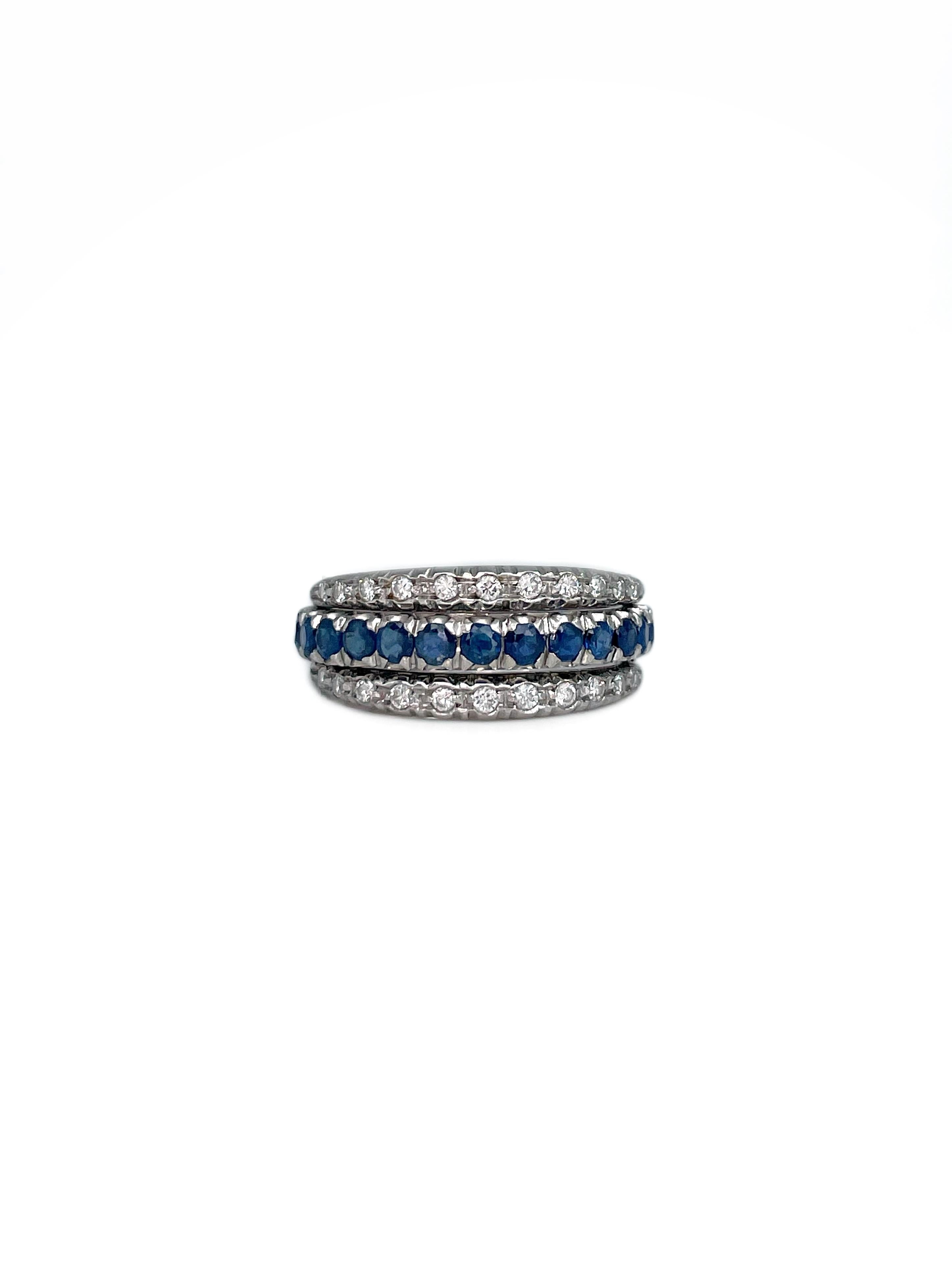 Art Deco 18 Karat Gold 0.8 Carat Ruby 0.8 Carat Sapphire Diamond Flip Over Ring For Sale 3