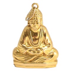 Art Deco 18 Karat Gold Buddha Locket Necklace