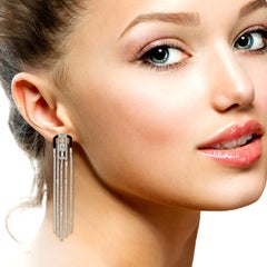 Meghna Jewels Pendientes de diamantes estilo Art Déco con cadena de oro de 14 quilates