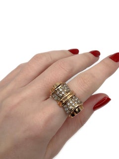 Art Deco 18 Karat Gold Diamond Bow Shape Cocktail Ring