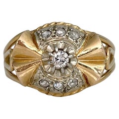 Art Deco 18 Karat Gold Diamond Bow Form Cocktail Ring