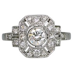 Art Deco 18 Karat Gold Diamond Rectangle Cluster Ring