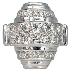 Art Deco 18 Karat Gold Diamond Sculptural Cocktail Ring
