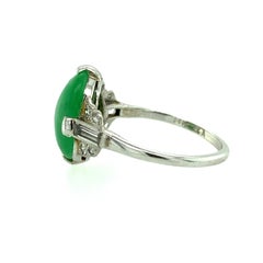 Art Deco 18 Karat Gold Jadeite and Diamond Ring
