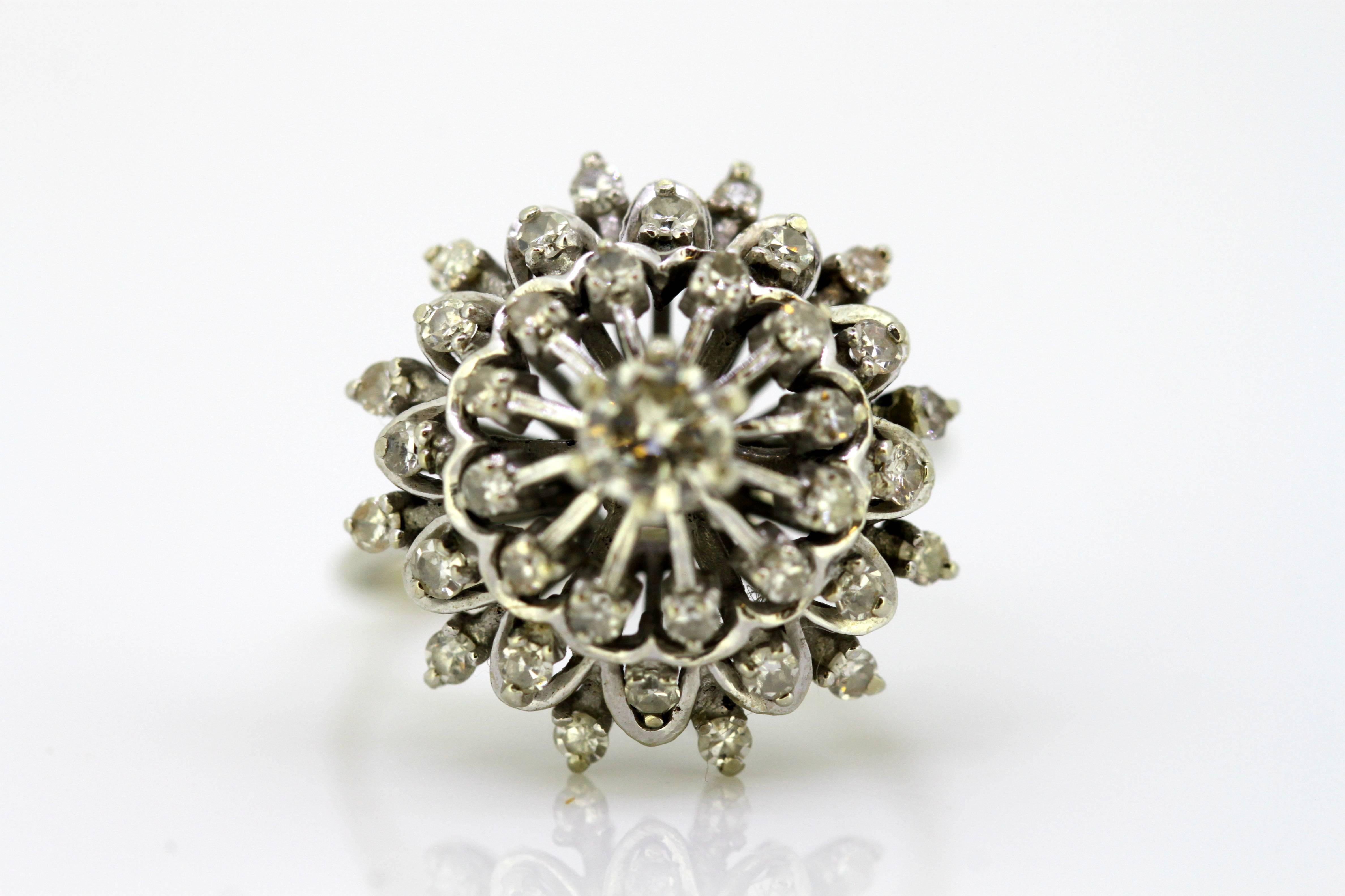 Art Deco 18 Karat Gold Ladies Cluster Ring with Diamonds '0.61 Carat Total' 6