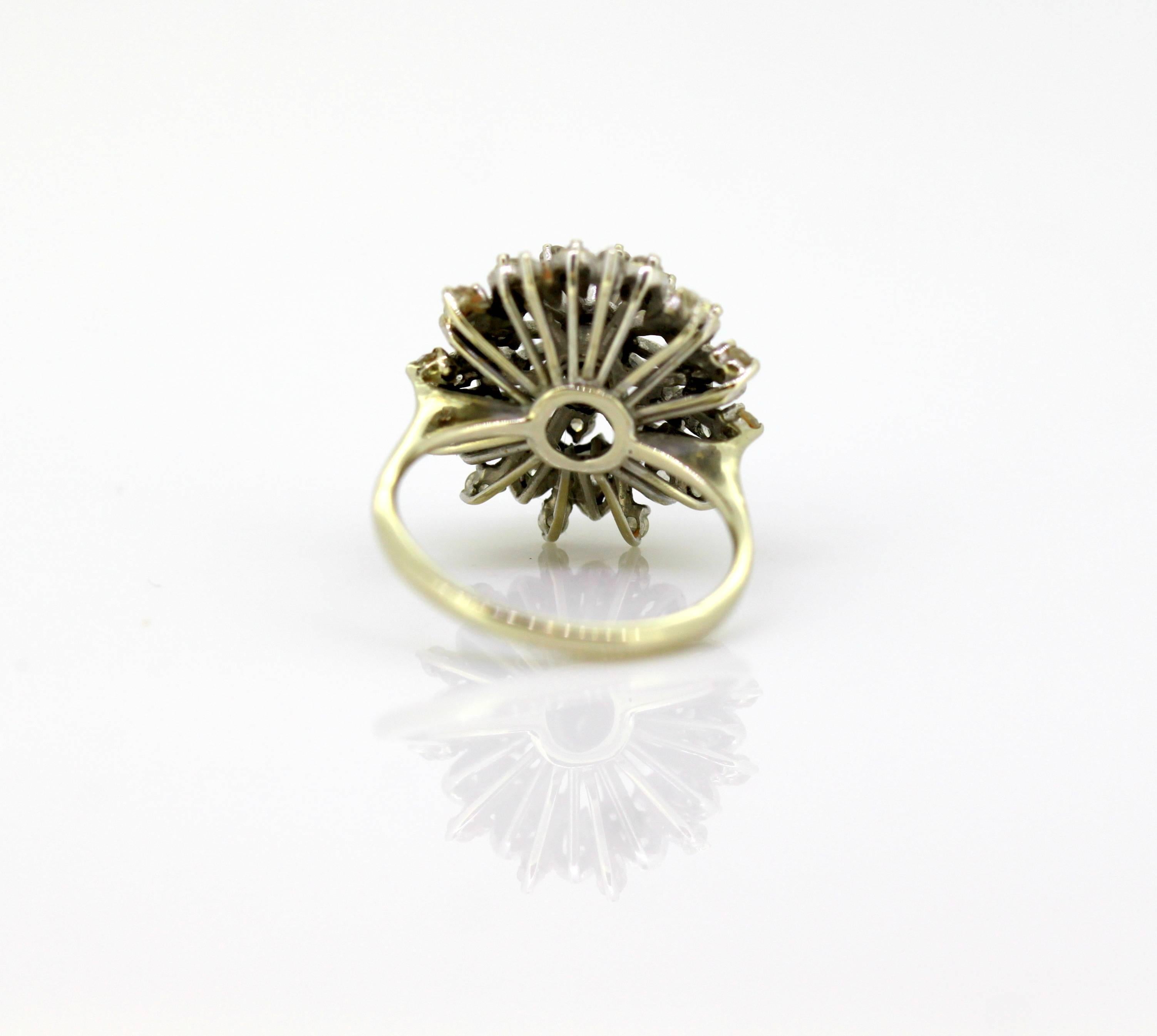 Women's or Men's Art Deco 18 Karat Gold Ladies Cluster Ring with Diamonds '0.61 Carat Total'