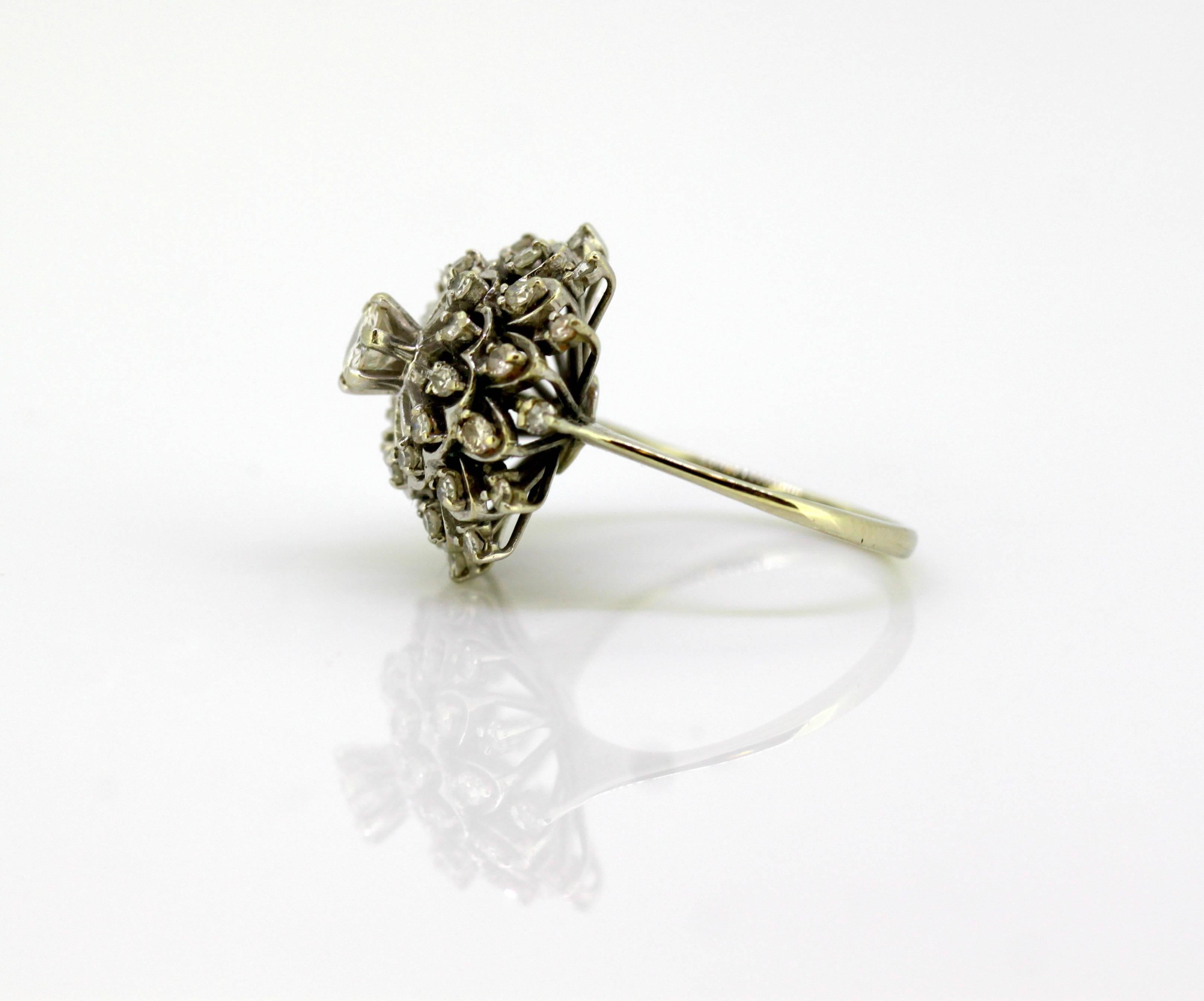 Art Deco 18 Karat Gold Ladies Cluster Ring with Diamonds '0.61 Carat Total' 1