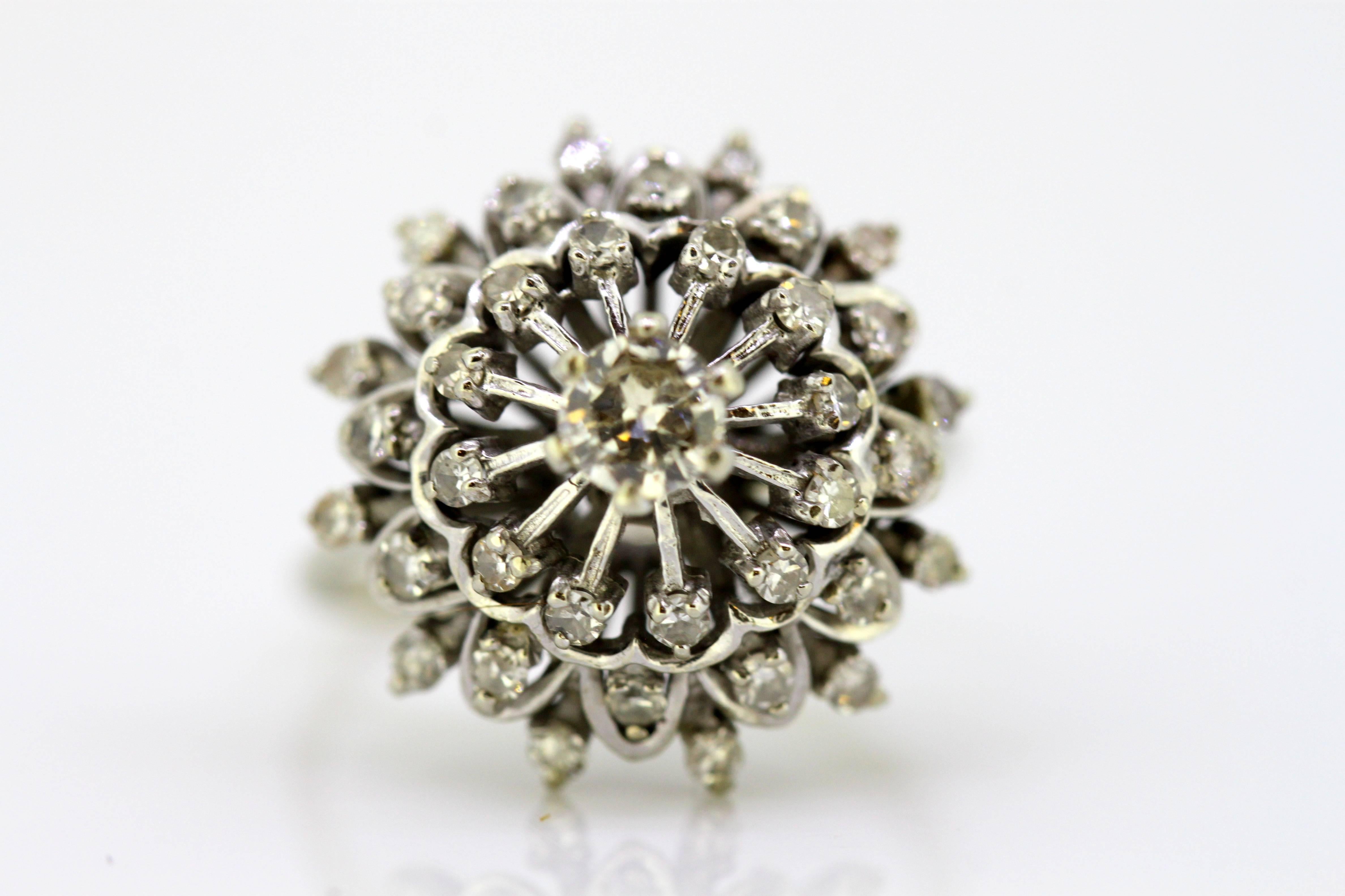 Art Deco 18 Karat Gold Ladies Cluster Ring with Diamonds '0.61 Carat Total' 5