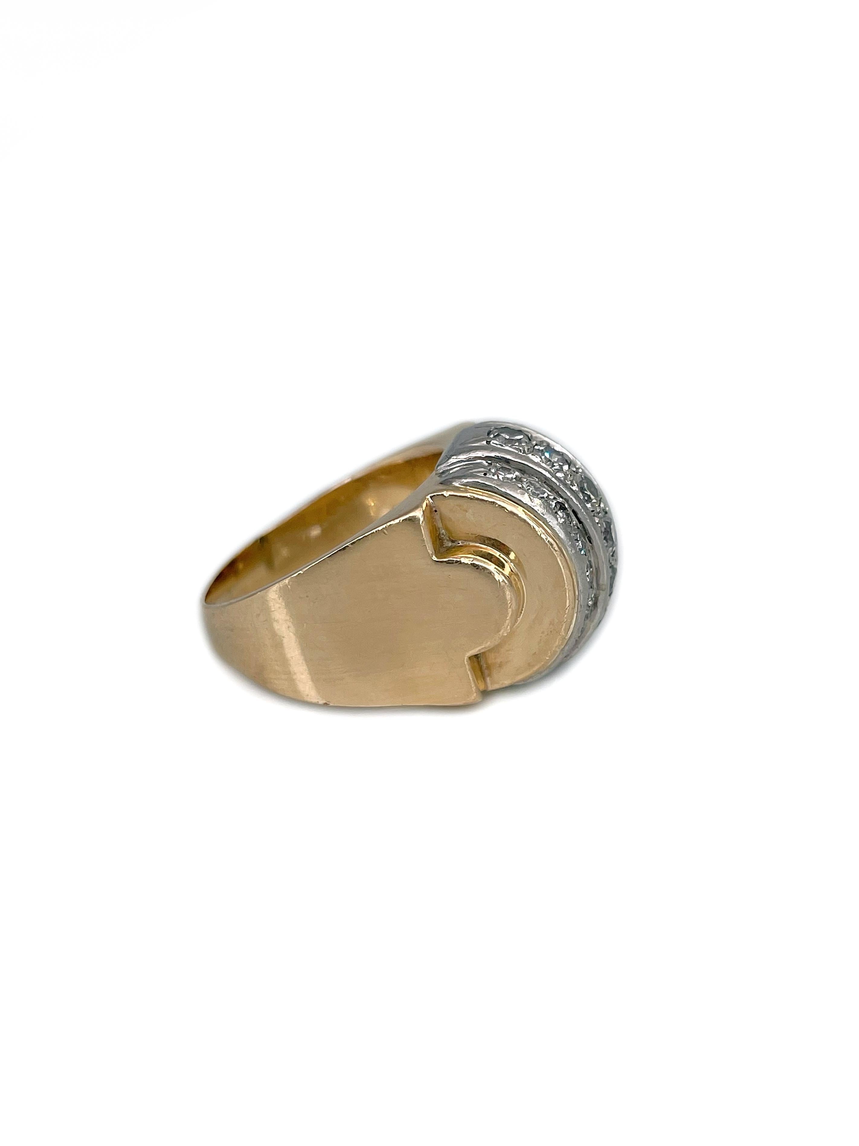 Art Deco 18 Karat Gold TW 0.73 Carat Diamond Cocktail Ring In Good Condition In Vilnius, Vilniaus apskr.