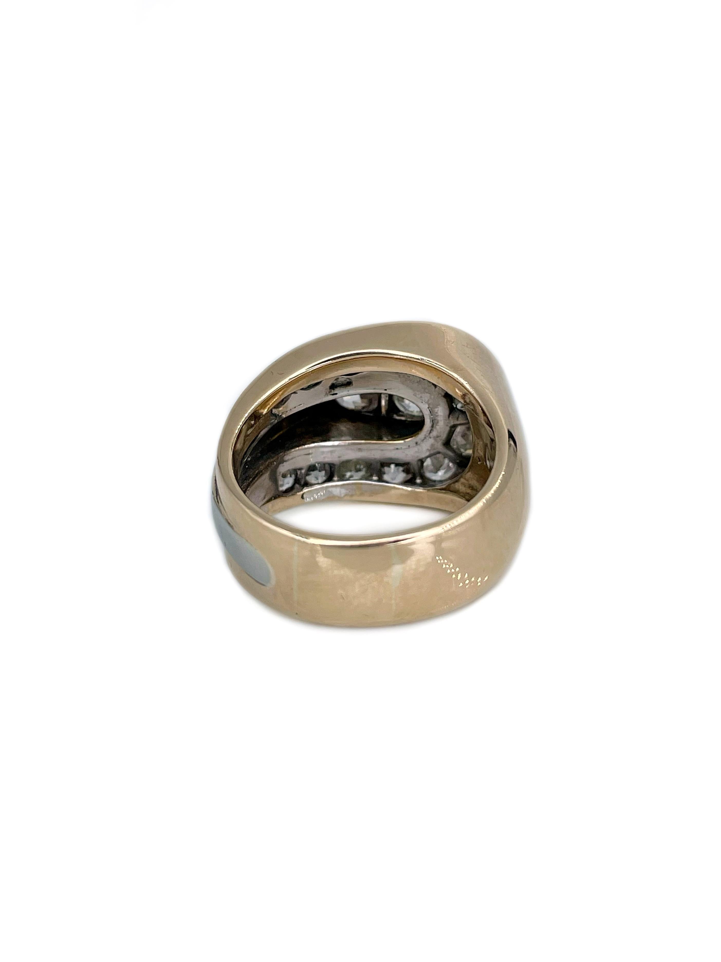 Women's Art Deco 18 Karat Gold TW 2.40 Carat Old Cut Diamond Cocktail Ring For Sale