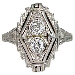 Anello da cocktail in oro 14 carati TW 0,25 carati con diamanti taglio antico Art Deco