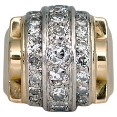 Art Deco 18 Karat Gold TW 0,73 Karat Diamant-Cocktailring