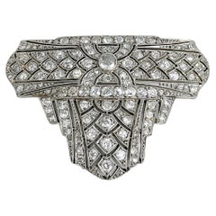 Art Deco 18 Karat Gold Old Cut Diamond Geometric Pin Brooch
