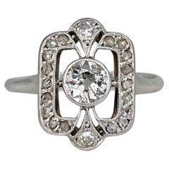 Art Deco 18 Karat Gold Old Cut Diamond Openwork Cocktail Ring