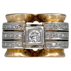 Art Deco 18 Karat Gold Platinum 0.24 Carat Diamond Tank Ring