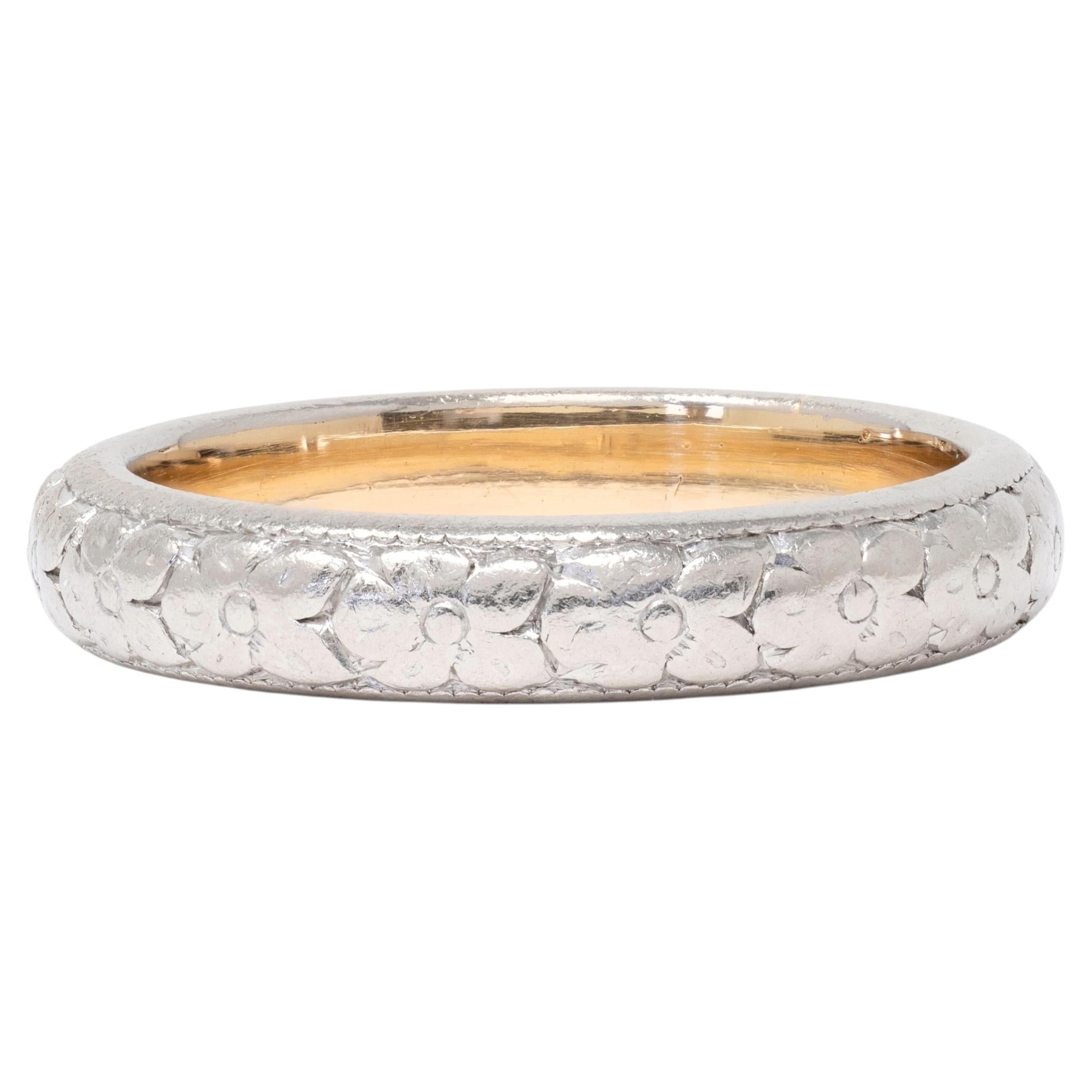 Bague de mariage vintage Art déco en or 18 carats et platine, motif « Orange Blossom »