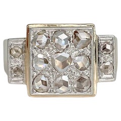 Art Deco 18 Karat Gold Rose Cut Diamond Cocktail Ring