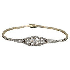 Art Deco 18 Karat Gold TW 0.87 Carat Old Cut Diamond Link Bracelet