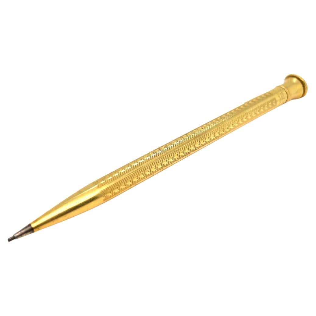 Art Deco 18 Karat Solid Yellow Gold Wahl Eversharp Mechanical Pencil For Sale
