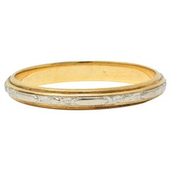Art Deco 18 Karat Two-Tone Gold Vintage Orange Blossom Wedding Band Ring
