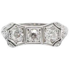 Art Deco 18 Karat White Gold .65 Carat Old European Cut Diamond Ring Art Deco 18 Karat White Gold .65 Carat Old European Cut Diamond Ring