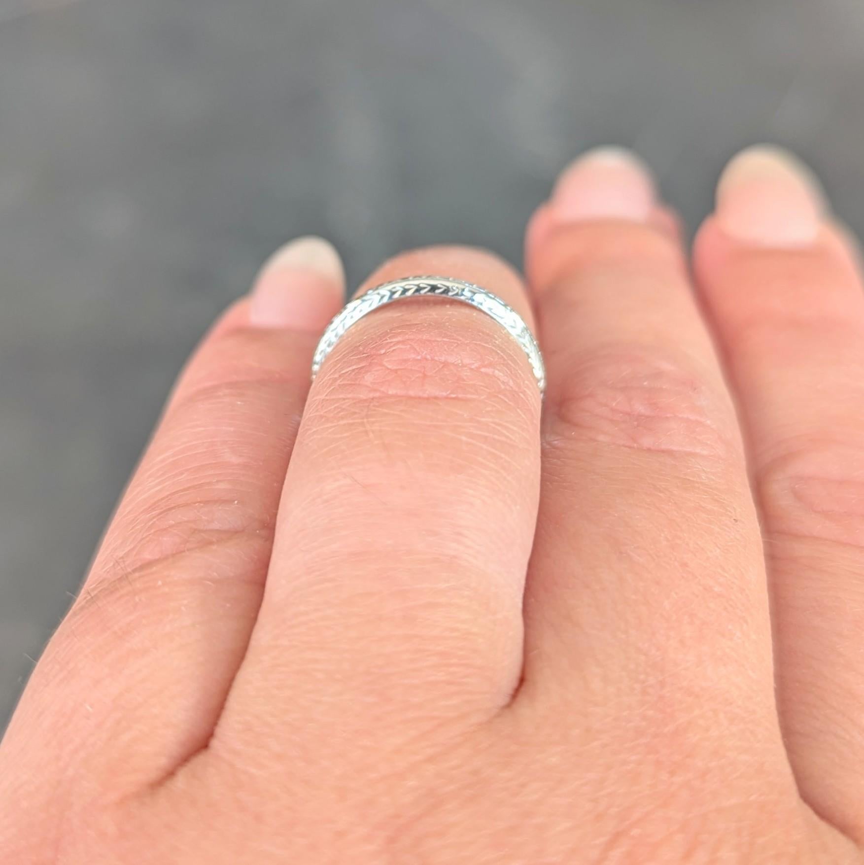 Art Deco 18 Karat White Gold Antique Wheat Wedding Band Ring For Sale 6