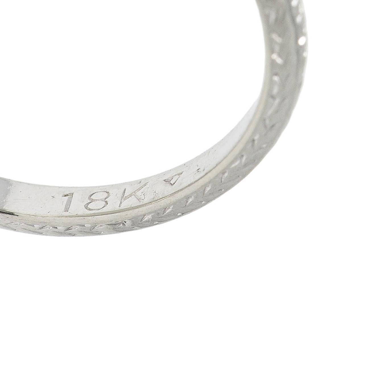 Art Deco 18 Karat White Gold Antique Wheat Wedding Band Ring For Sale 1