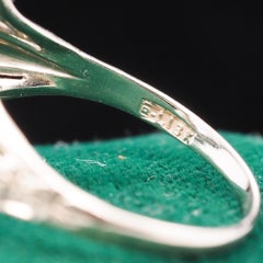 Anello Art Deco in oro bianco 18 carati con acquamarina e filigrana