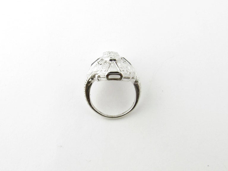 Art Deco 18 Karat White Gold Diamond and Sapphire Ring For Sale at 1stDibs