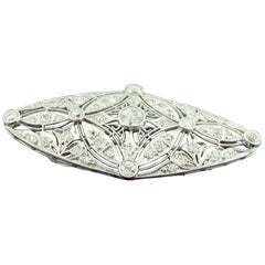 Art Deco 18 Karat White Gold Diamond Brooch and Pendant