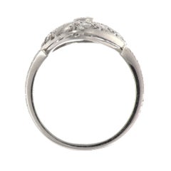 Art Deco 18 Karat White Gold Diamond Filigree Ring