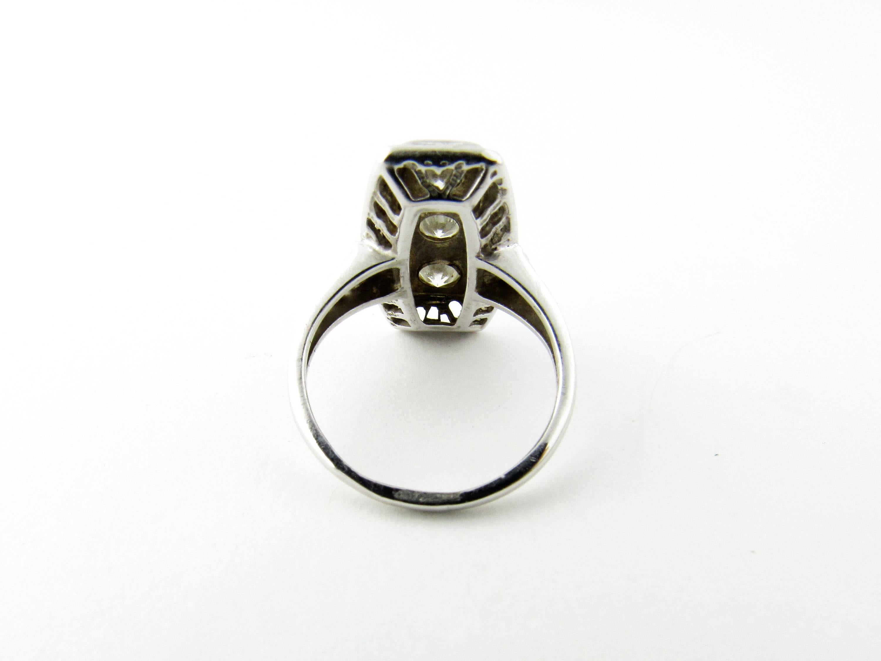Round Cut Art Deco 18 Karat White Gold Diamond Ring .75 Carat For Sale
