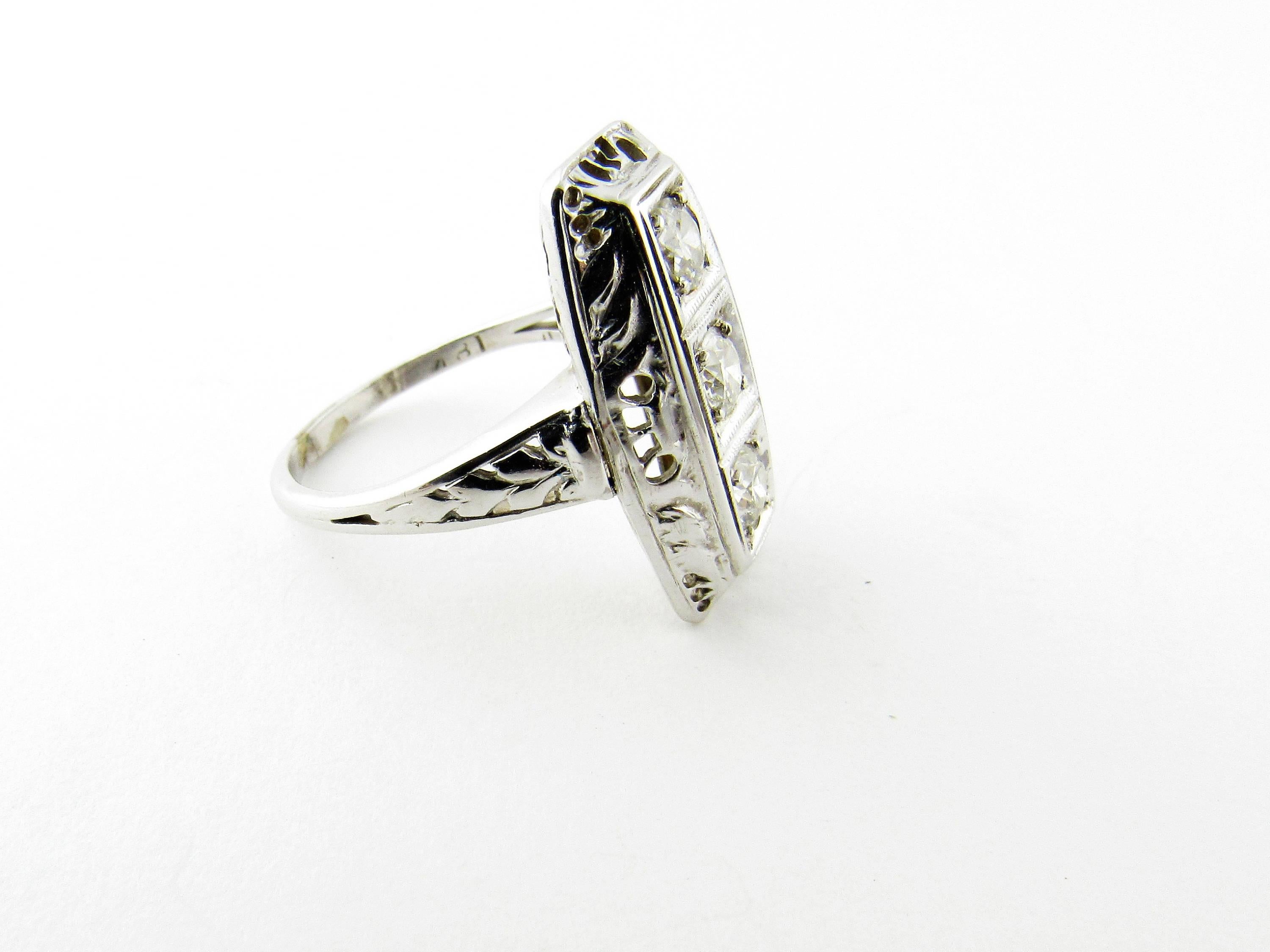 Art Deco 18 Karat White Gold Diamond Ring .75 Carat In Good Condition For Sale In Washington Depot, CT