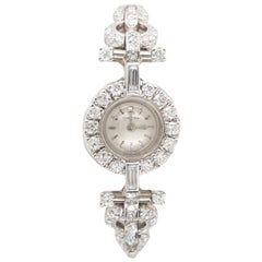 Vintage Art Deco Style 18 Karat White Gold Omega Diamond Ladies Swiss Wristwatch