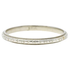 Anello impilabile Art Deco in oro bianco 18 carati Orange Blossom
