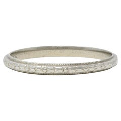Art Deco 18 Karat Weißgold Orange Blossom Vintage Stacking Band Ring
